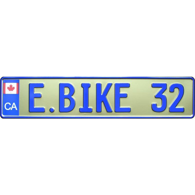 gold plate blue text Canada flag