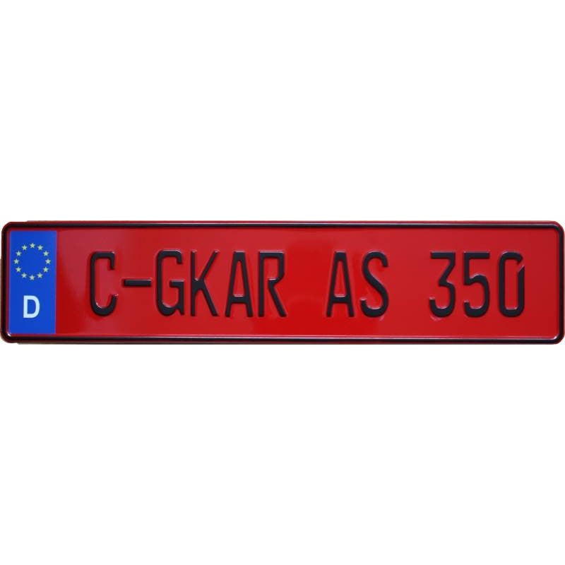 Red Euro Plate with Black Text EEC German