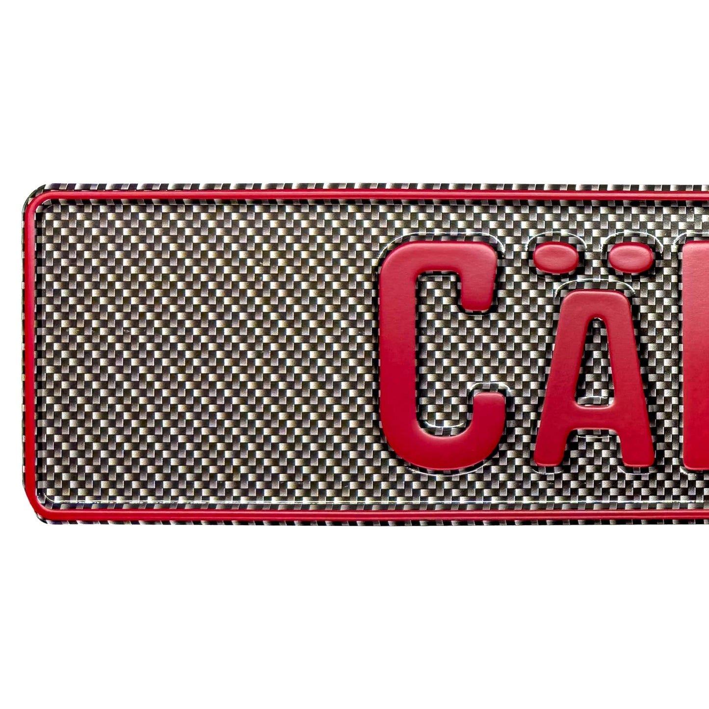 Carbon Fiber plate With Red Text