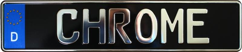 Euro chrome letters black plate