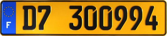 France License Plate yellow
