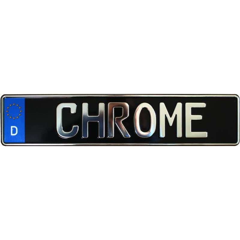 Euro chrome letters black plate