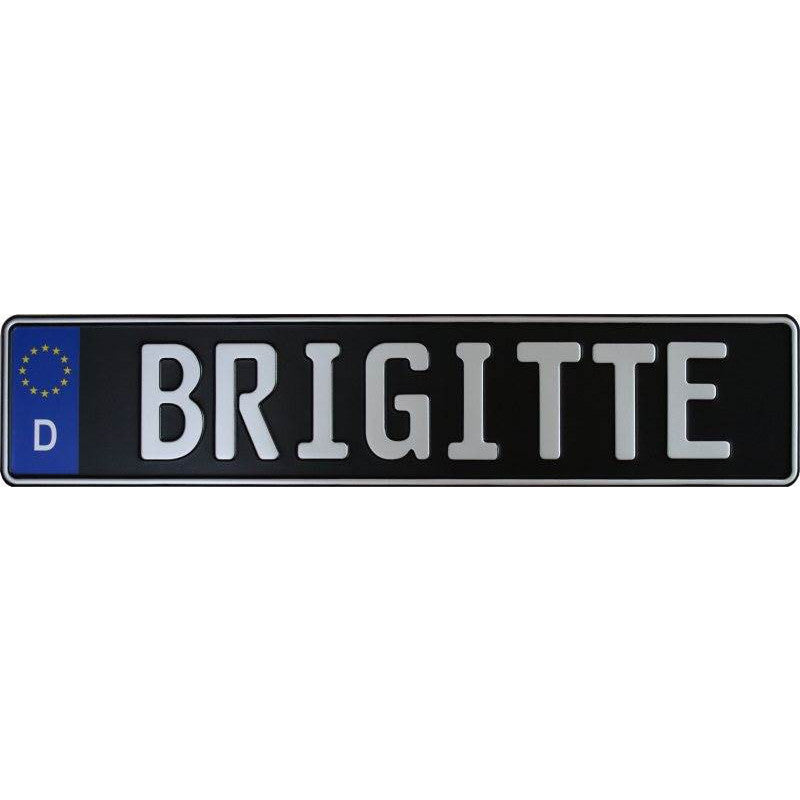 black europlate silver lettering