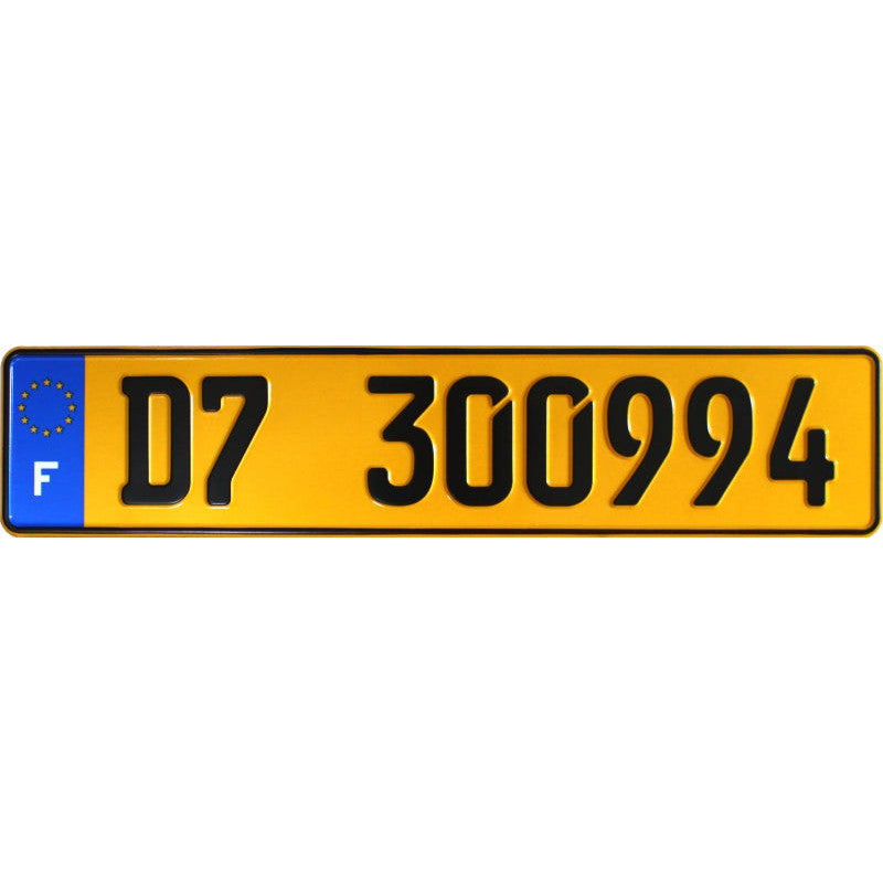 France License Plate yellow