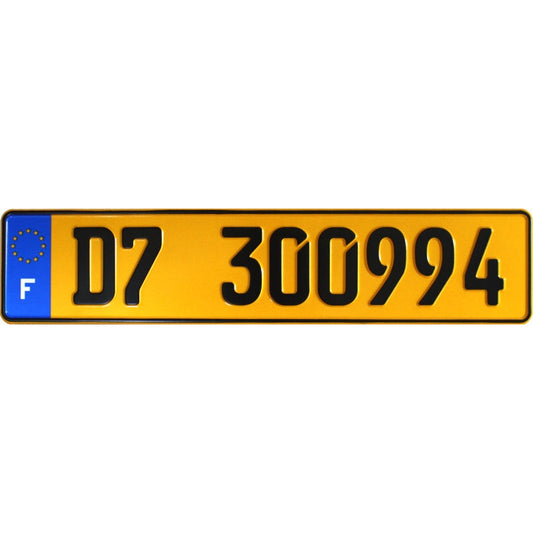 France License Plate yellow