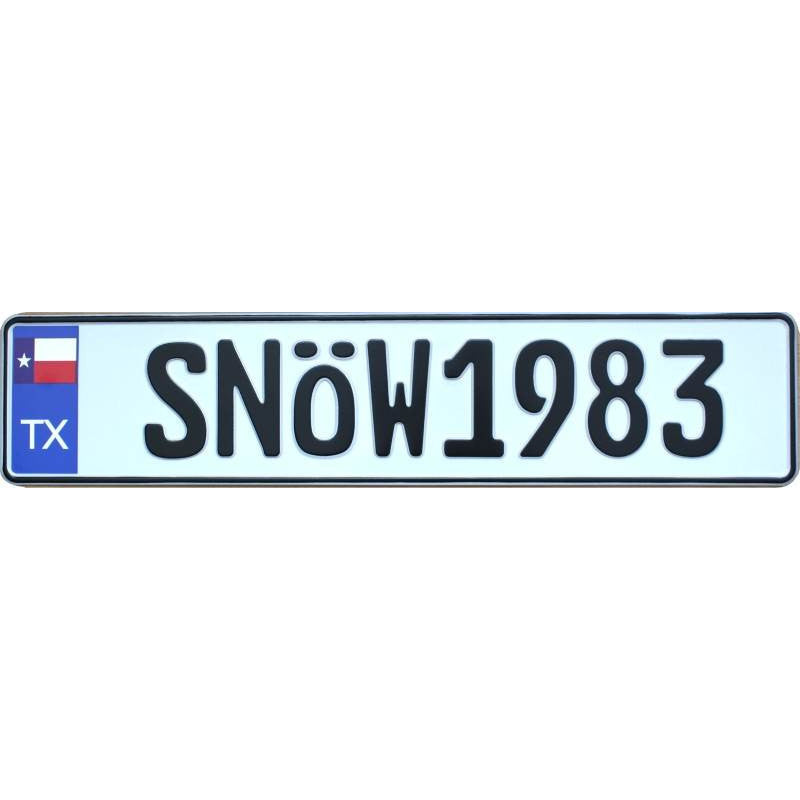 US Eurostyle License Plate Texas