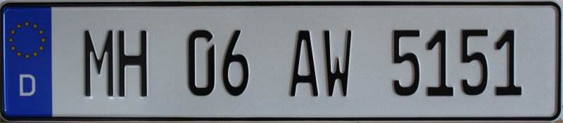 German Plate with Black Text Small Font