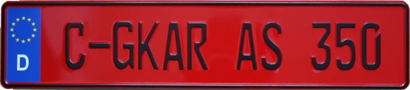 Red Euro Plate with Black Text EEC German