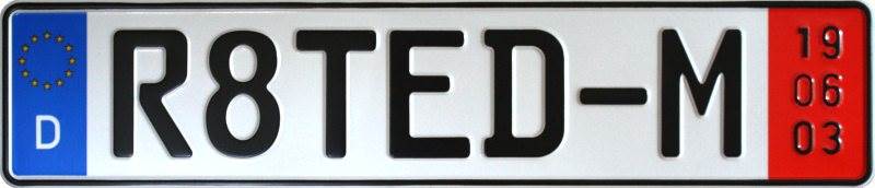 German Export Zoll Plate R8TED-M