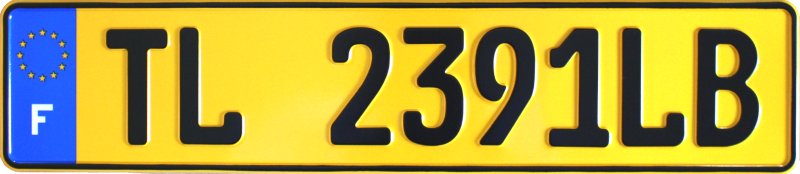 France License Plate yellow